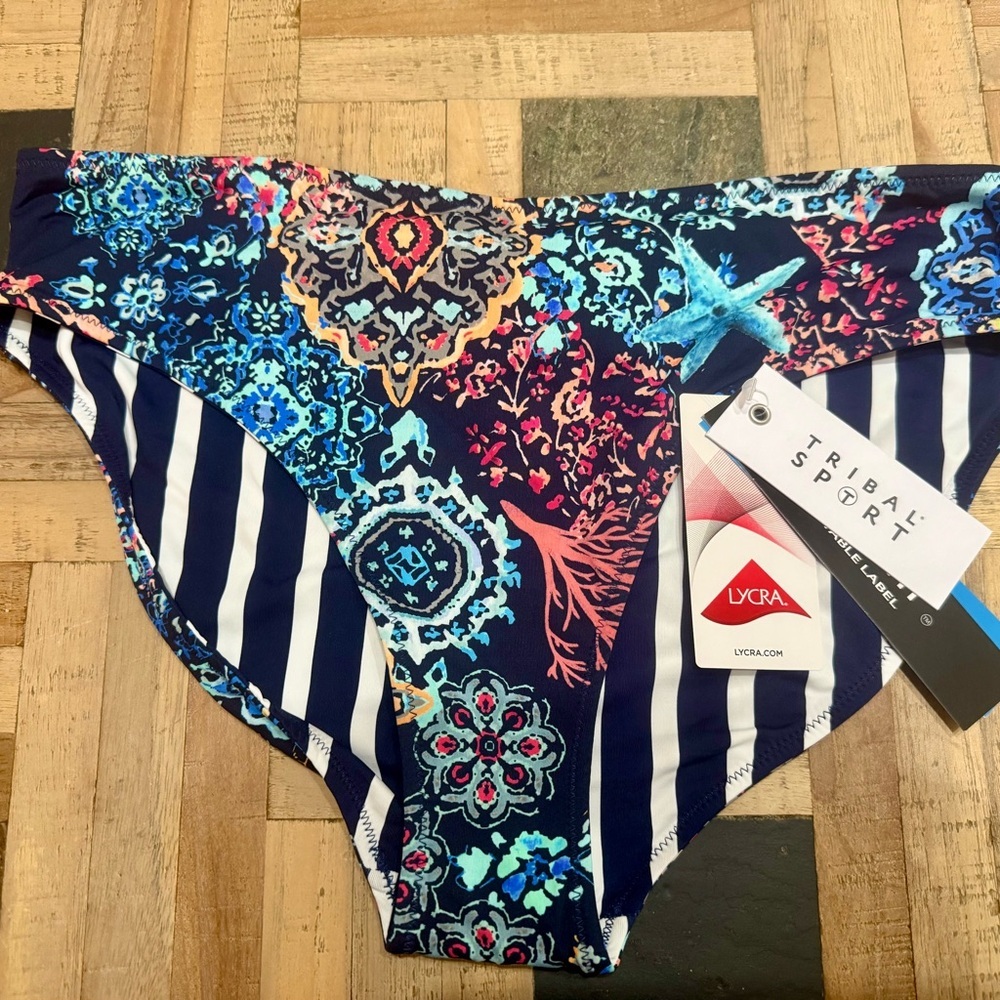 Tribal Sport Reversible Bikini Bottoms Nautical Mandala High Rise SPF 50+